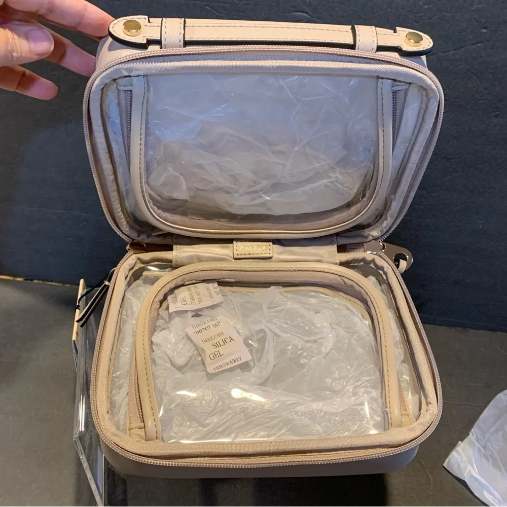 CALPACK NWT Mini Clear Cosmetic Zippered Travel  Case. Stone. - Picture 4 of 12